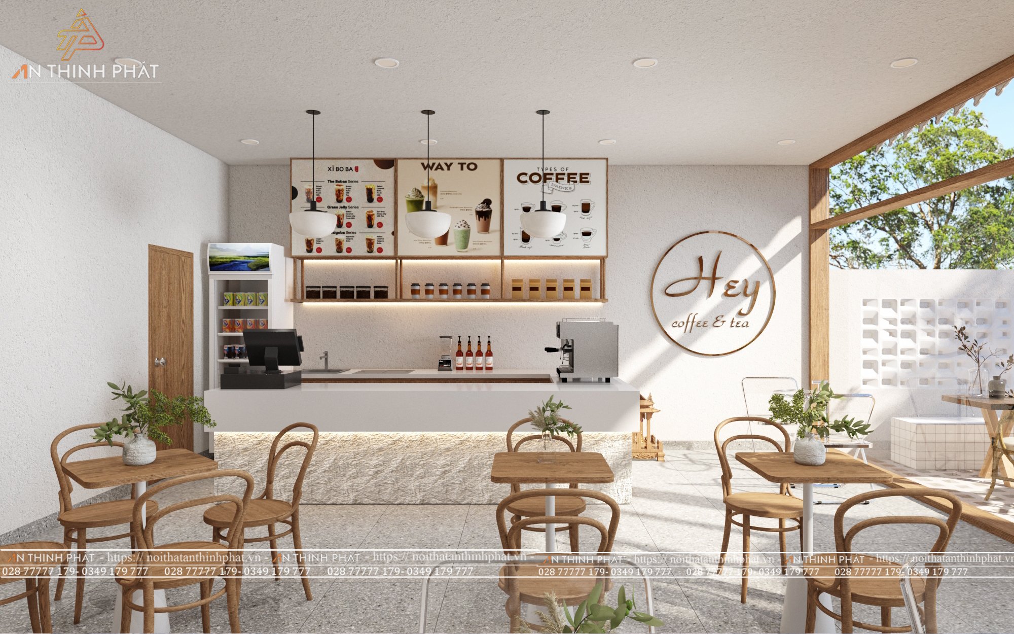 Quán cafe phong cách Địa Trung Hải có không gian sân vườn