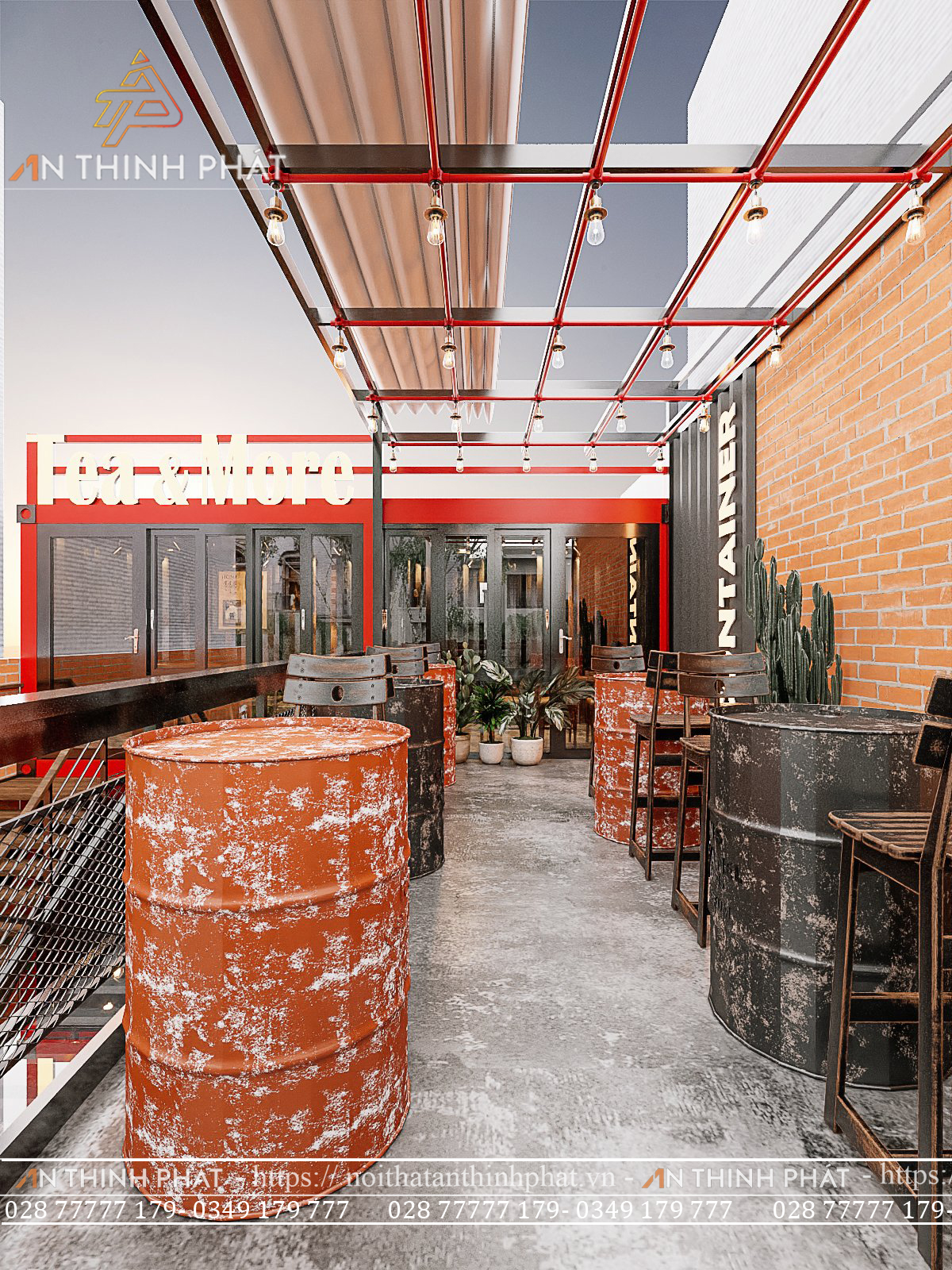 Thiết kế quán cafe phong cách container trẻ trung được giới trẻ yêu thích