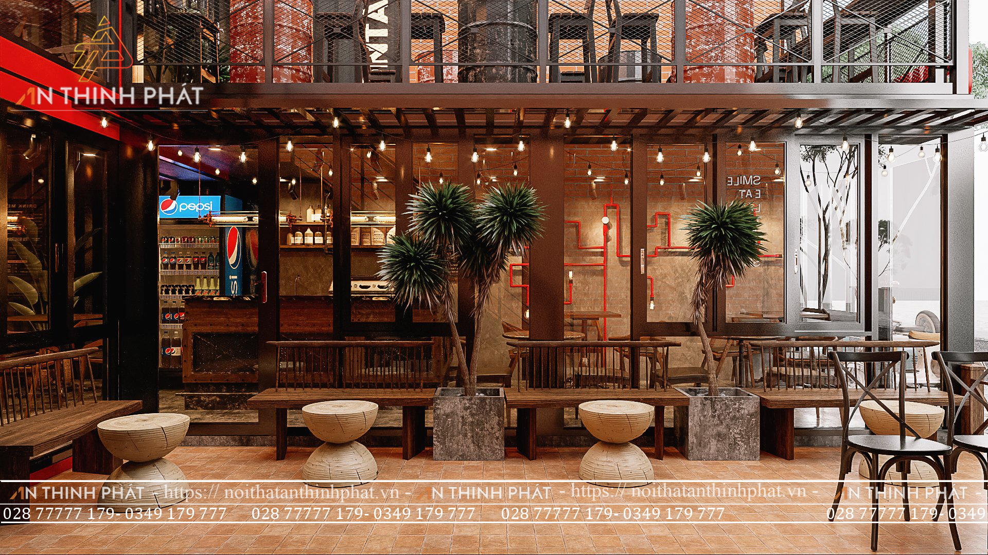 Không gian Cafe Tea & More với khung thép tiền chế độc đáo