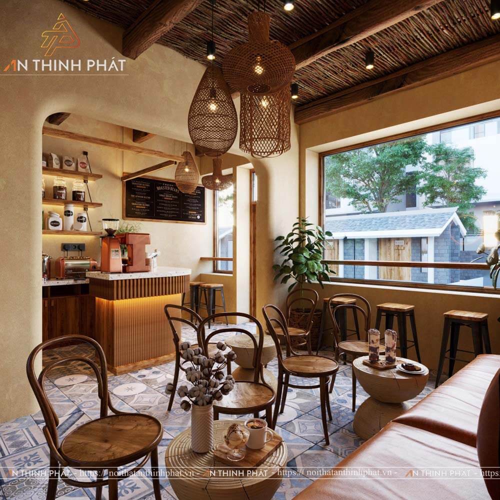 ánh sáng trong thiết kế quán cafe